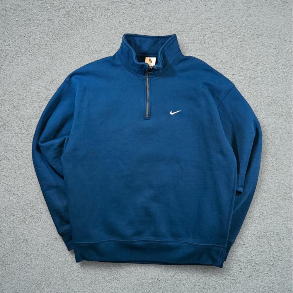 Nike Mens Quarter Zip Sweatshirt Blue Swoosh DQ5209-460 Medium